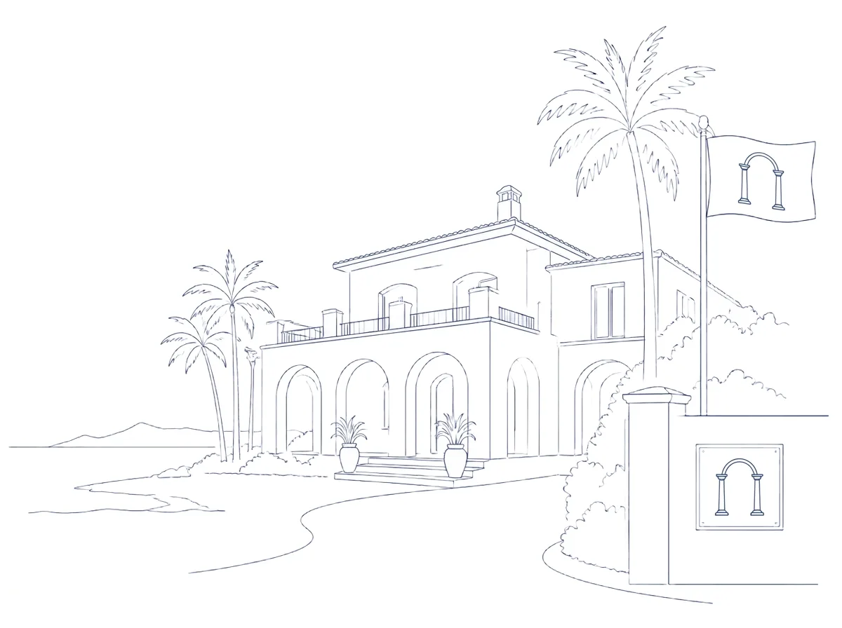 Illustration d'une villa front de mer intégrée comme résidence de marque First Grand